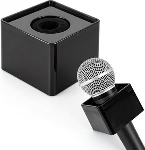 Mic Interview Logo Box Brand Custom Mic Flag Cube Holder for Handheld Microphone Interview Advertising - Product Image 1