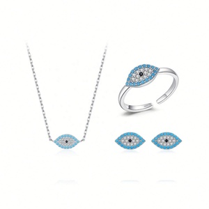 Evil's Eye Kids Jewelry <b>Set</b> for <b>Girls</b> 925 Silver Zircon Rhodium Plated Party Wedding <b>Gift</b> <b>Set</b> - Product Image 1