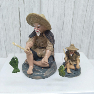 Figura de hombre mayor de resina para pesca, 5x4,5x6,5 cm, mini adorno para decoración de tanques de bonsái - Product Image 2