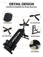 Appareil d'exercice abdominal pliable en métal, banc multifonctionnel réglable pour sit-ups et pompes, durable, stable, entraînement personnalisé, musculation