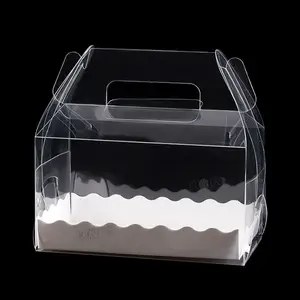 Newly Luxury Clear Transparent Cake Box Pvc Wedding Birthday Party Folding Gift Box With Handle