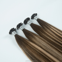 Extensions de cheveux à pointe K, double épaisseur, cheveux humains vierges russes, extensions de cheveux humains à pointe K avec kératine
