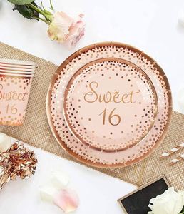 Decoraciones Personalizadas para Fiestas de Cumpleaños Modernas en Color Rosa Dorado, con Papel de Aluminio Impreso en Blanco de 9 Pulgadas y 350 g/m² - Product Image 2