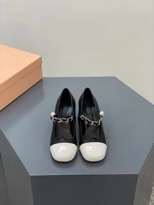 Zapatos de tacón alto para mujer MIU Marie-Jean, estilo clásico original, diseño de una sola tira con patchwork. - Product Image 2