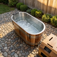 Baignoire de glace extérieure SANSHENG en cèdre en forme de U avec refroidisseur 3-42 ° Ajustable pour la maison, la salle de sport et les athlètes