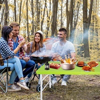 Table pliante rectangulaire THD, portable, pliable en deux, en plastique, mobilier d'extérieur avec poignée de transport pour parc et pique-nique