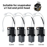 Kualitas Tinggi untuk Snapmaker U1 3D Printer Hotend Assembly Nozzle Baja Keras 0.2/0.4/0.6/0.8mm Plug and Play