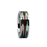 Comfort Fit 8mm Wolfram Ehering mit Koa Wood und Abalone Shell Inlay Deer Antler Design für Verlobung und Party