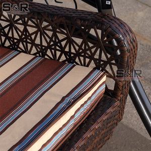 Chaise <span class=keywords><strong>double</strong></span> suspendue pour patio et jardin, cadre en aluminium, coussin imperméable pour 3 personnes, pour cour d'hôtel - Product Image 4