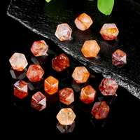 Manik-manik Kuarsa Phantom Merah Alami DIY, Berbentuk Oktagonal, Bersegi, Berlubang, Kristal Inklusi Merah, Manik-manik Delapan Sisi untuk Pembuatan Perhiasan