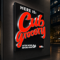 Lettres en relief 3D personnalisées à LED avec éclairage frontal, étanches IP65, logo rouge illuminé, devanture de magasin, restaurant, extérieur de boutique, entreprises