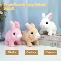 Peluche de lapin électrique simulée HongRuiKe avec rembourrage en coton PP, marche, aboie et secoue les oreilles, cadeau d'Halloween unisexe 11-30cm