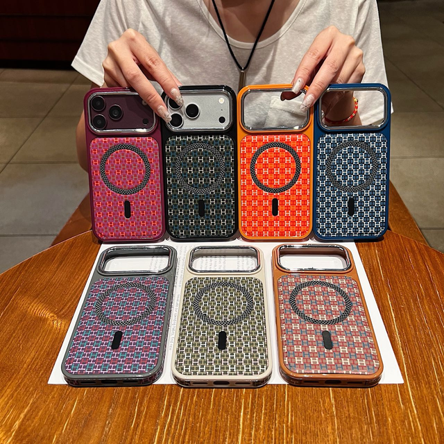 Colorful Luxury Magnetic Leather Phone Case with Embossing Shockproof Camera Protector