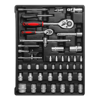 Valise à roulettes en plastique, boîte à outils, boîte à outils de quincaillerie, nouveau style, jeu complet de clés à douille, pinces et tournevis
