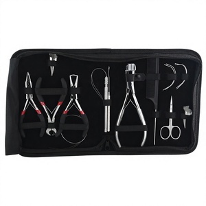 Stainless Steel Commercial Use Hair Extension <b>Pliers</b> <b>Set</b> Kit with Micro Bead <b>Plier</b> Parting Tool Clips Cutting Scissors Comb - Product Image 1