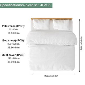 Paquete de 4 sábanas desechables con funda de edredón lisa y funda de almohada esenciales de viaje para hoteles y cruceros - Product Image 6