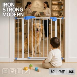 Gerbang Pengaman Besi ABS Yxleisure - Pagar Pengaman Hewan Peliharaan yang Dapat Disesuaikan dan Dipasang dengan Tekanan - Penghalang Anjing Kucing untuk Pintu Tangga Modern - Grosir B2B - Product Image 1
