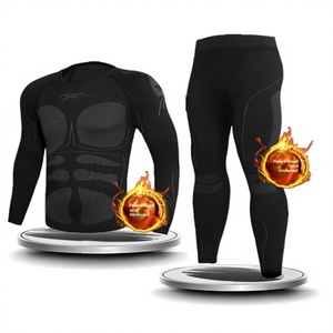 Set di Intimo <span class=keywords><strong>Termico</strong></span> per Sport all'Aperto, Collo Tondo, Alta Elasticità, Traspirante, Funzionale, Aderente, con Contrasto di Colore - Product Image 1