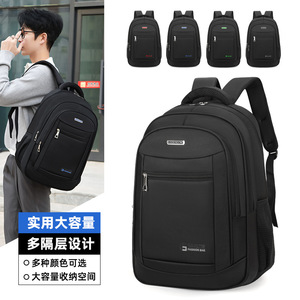 Laptop <b>Backpack</b> <b>Large</b> Capacity Black Shoulder Straps For Boys College Student Travel Business Use Solid Color QY-2991 - Product Image 2