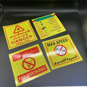 Limite de vitesse Ne pas fumer Véhicule Danger de la circulation Avertissement Sécurité Arabe <span class=keywords><strong>avis</strong></span> Autocollants Réfléchissants Signe PET Vinyle Personnalisé - Product Image 1