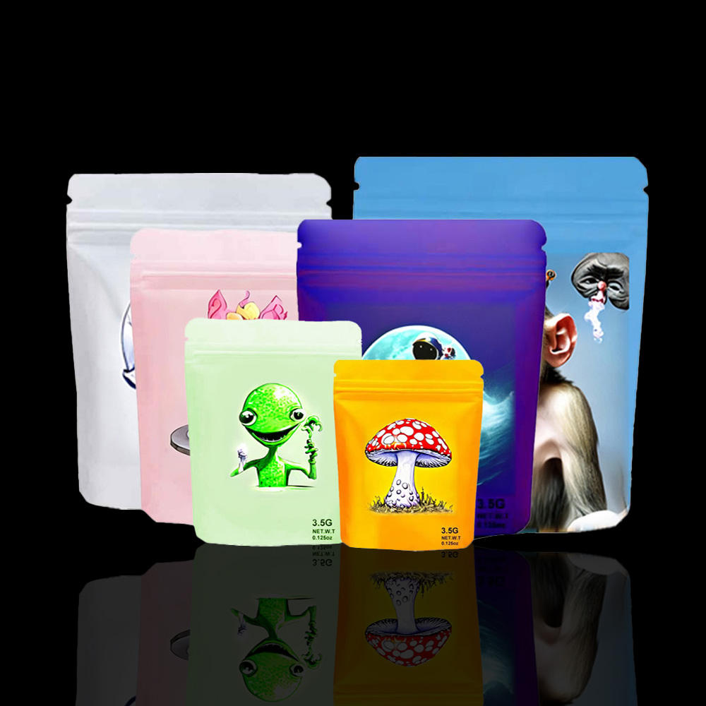 3.5g 7g 14g 28g Custom Plastic Stand Up Doypack Pouch Smell Proof 3.5 Grams Mylar Bags With My Logo For Coffee Candy Cookie
