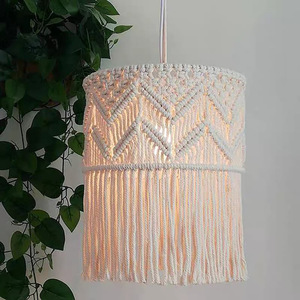 Envío Directo, Decoración Ecológica de Algodón, <span class=keywords><strong>Adornos</strong></span> Colgantes de Macramé Tejidos a Mano, Pantalla de Lámpara Ligera, Decoración del Hogar - Product Image 4