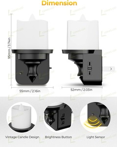 Lohas cổ điển dẫn nến ánh sáng ban đêm thay đổi độ sáng hoàng hôn đến bình minh cảm biến hổ phách Flameless nến đêm đèn cho phòng ngủ hành lang - Product Image 6