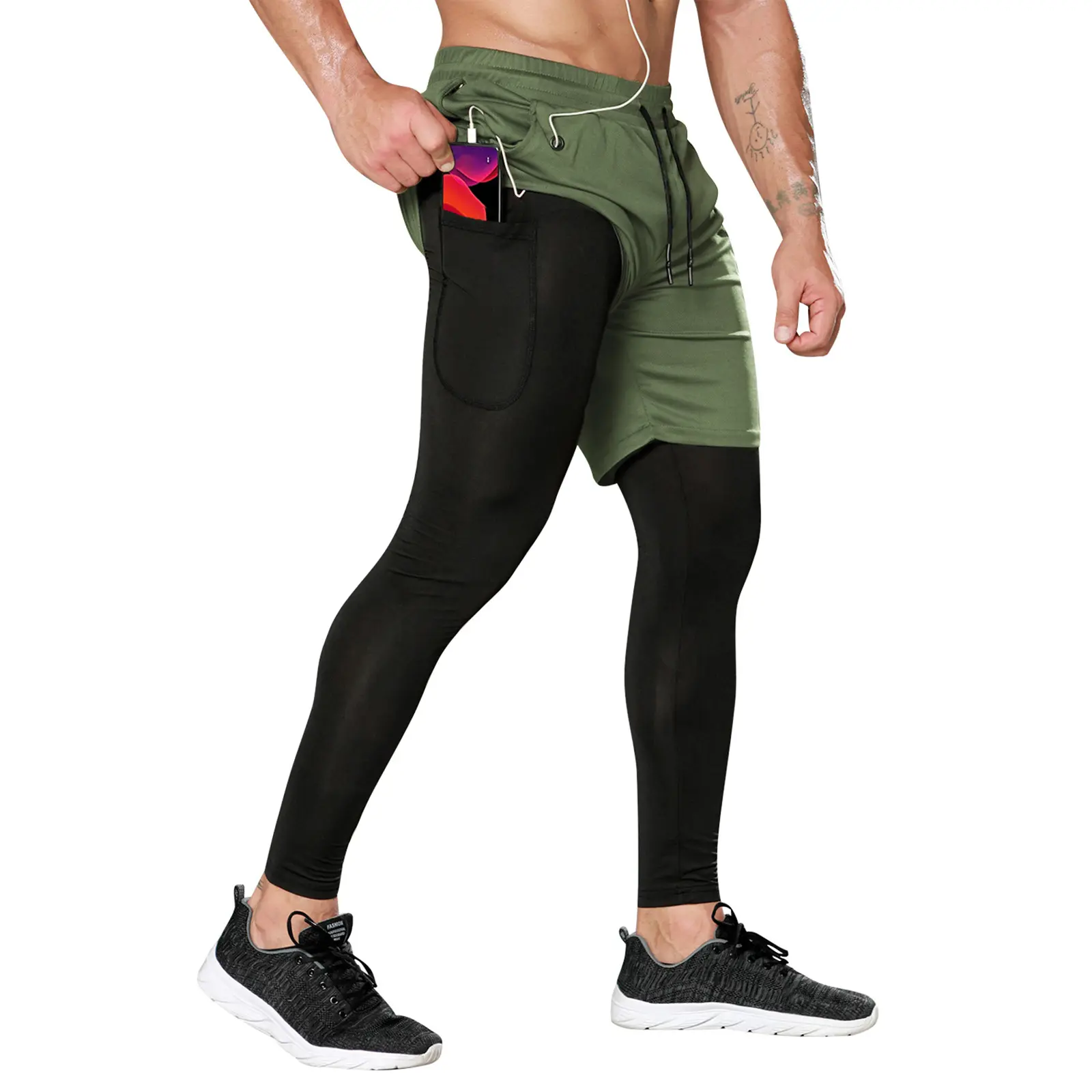 2021男性フィットネス新しいレギンスとポケット付きショーツカスタムロゴジムスウェットスポーツワークアウトジョガーパンツプラスサイズの速乾性ウェア
