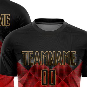 Camiseta de Fútbol Negra y Roja de Manga Corta, Uniforme Deportivo Transpirable de Secado Rápido, Ligero, para Entrenamiento y Partido, para Hombre - Product Image 4