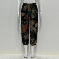 Pantalones Capri de Cintura Alta y Pierna Ancha para Mujer, Talla Grande, Estampado Floral, Cierre con Cordón, Estilo Vintage, Verano