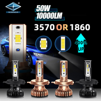 Phare LED Super Lumineux 50W 5000Lm Ampoule LED pour Voiture H7 9005 9006 H4 Phare LED 6500K