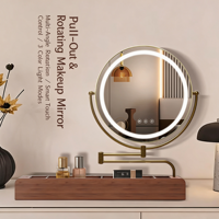 Table de maquillage pliable de style princesse avec miroir unidirectionnel, écran tactile vertical LED et éclairage réglable à trois couleurs