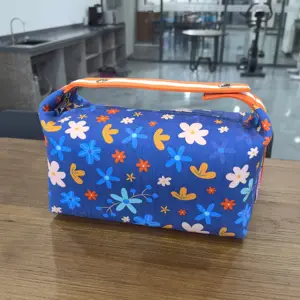 Custom Printing Canvas Cosmetic Bag Over Full-color Printing Portable Makeup Organizer Bag