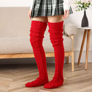 Hochwertige Frauen Sexy Overknee-Socken Winter Dickes langes Kabel Gestrickte Oberschenkel Hohe Socken für Frauen - Product Image 4