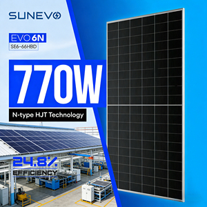 แผงโซลาร์เซลล์ Sunevo HJT N-Type แบบสองหน้า 755W-770W ระบบโซลาร์เซลล์ประสิทธิภาพสูงสุด สต็อกยุโรป สำหรับบ้าน - Product Image 1
