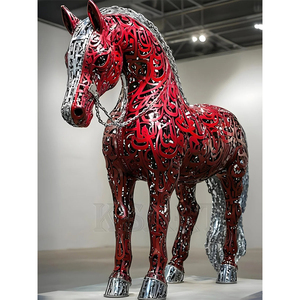 Grande figurine de cheval créative en fibre de verre en résine pour articles de décoration d'art de parc carré et de zone publique - Product Image 4