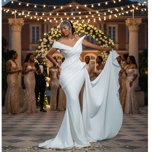 Ropa Africana de Primera Calidad, Vestido George con Bordado, Elementos Vibrantes, Corte Entallado de Lujo, Prenda Tradicional de Algodón, Seda y Poliéster - Product Image 3