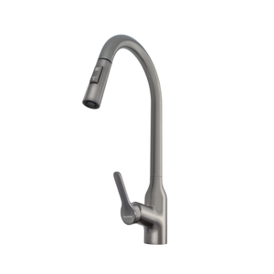 Robinet de lavabo moderne en acier inoxydable à poignée unique, à poser sur comptoir, avec cartouche céramique extractible et design flexible - Product Image 1