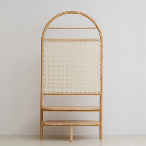 <span class=keywords><strong>Paravent</strong></span> de séparation de pièce moderne et créatif, cadre <span class=keywords><strong>en</strong></span> <span class=keywords><strong>bois</strong></span> massif de qualité, rotin <span class=keywords><strong>naturel</strong></span> tissé, étagère amovible - Product Image 4