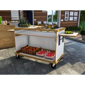 Carrito de madera blanco portátil para exhibir frutas, ideal para centros comerciales y vendedores ambulantes - Product Image 2