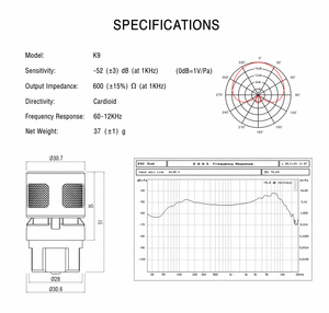 Cápsula de Micrófono Dinámico Cardioide K9 de Repuesto, Alta Sensibilidad, Núcleo de Micrófono Unidireccional para Micrófonos con Cable e Inalámbricos - Product Image 6