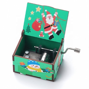Boîte à musique en bois à manivelle pour Noël, Navidad, Nouvel An, cadeaux pour enfants, décoration de la maison, boîtes musicales sculptées - Product Image 6