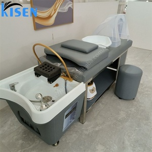 KISEN High Quality Electric Massage Japanese Head Spa Shampoo Bowl <b>Tables</b> <b>Bed</b> Hair Salon Wash Chair Massage with Water Fall - Product Image 3