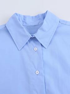 Nouveautés Printemps 2025 – <span class=keywords><strong>Blouse</strong></span> décontractée en mousseline de soie confortable pour femme, à manches longues, boutonnée, col à revers, style vintage uni - Product Image 3