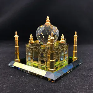 Taj Mahal chapado en oro, cristal de 24K, modelo decorativo para el hogar, MH-G0450