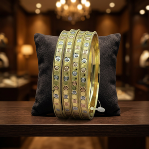 Brazaletes formados chapados en oro de 3 tonos al por mayor, juego de brazaletes de varios tonos, brazaletes dorados de 3 tonos, brazaletes de latón rellenos de oro tricolor. - Product Image 4