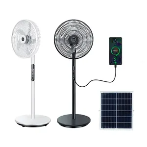 Hot Sale Energy 16 Inch with Remote USB Cooling Rechargeable Lithium Battery Standing Floor Solar Fan with Solar Panel for Home