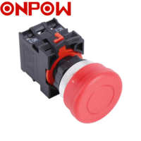 ONPOW 22mm grand interrupteur champignon bouton poussoir interrupteur ONPOW26-11M