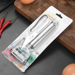 Gadget multifuncional barato, pelador de frutas y verduras de acero inoxidable, rallador de zanahorias, cuchillo para pelar