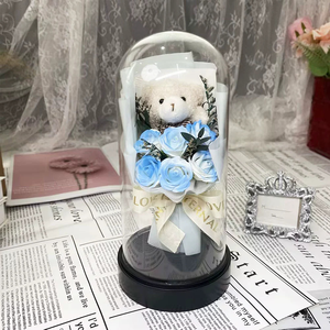 สบู่ดอกกุหลาบพรีเมียม 2026 พร้อมฝาครอบแก้วใส ดอกยิปโซฟิลลาแห้ง ขนาด 40 ซม. ของขวัญโฟมสำหรับคริสต์มาสและวันวาเลนไทน์ - Product Image 3